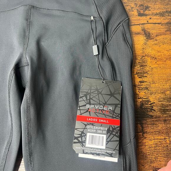NWT Spyder Active Women's High-Waisted Leggings Base Layer Sz S Black Quick Dry - Picture 10 of 13
